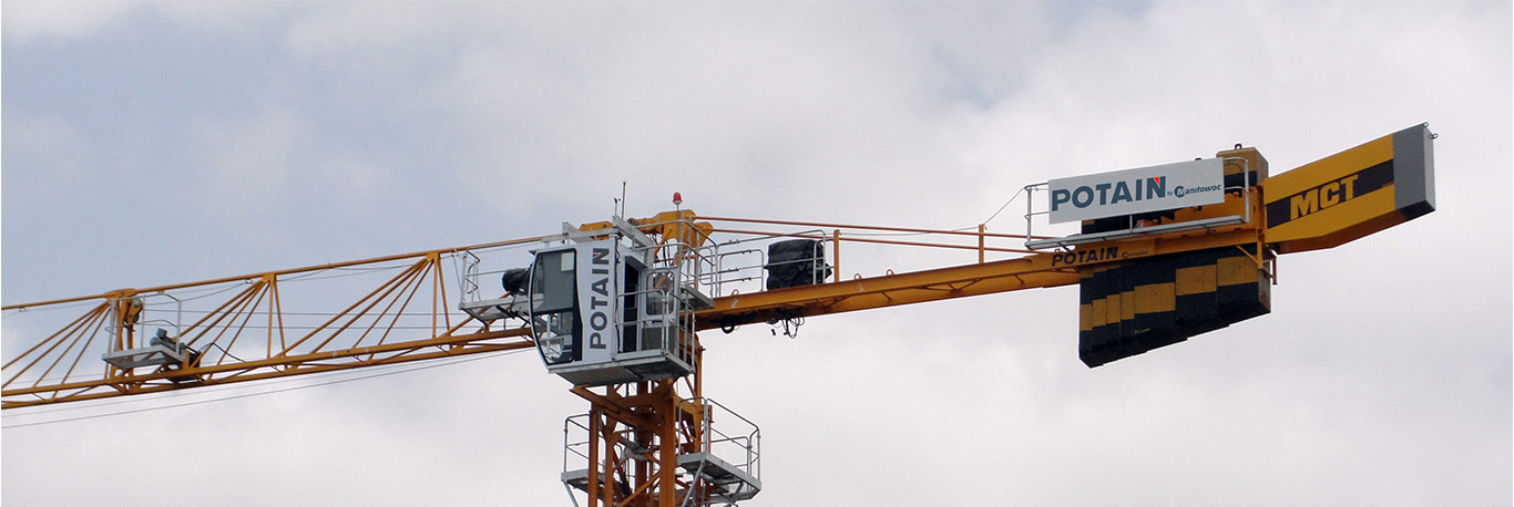 Banner showcasing Potain top slewing tower cranes